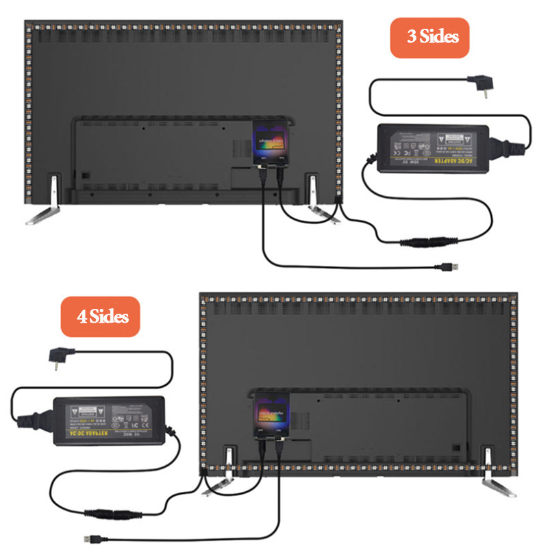 DC5V WS2812B Digital Dream Color Ambilight Display Synchronization Computer Computer Screen Backlighting Addressable LED Light Strip Kit DC5V WS2812B Digital Dream Color Ambilight Display Synchronization Computer Computer Screen Backlighting Addressable LED Light Strip Kit